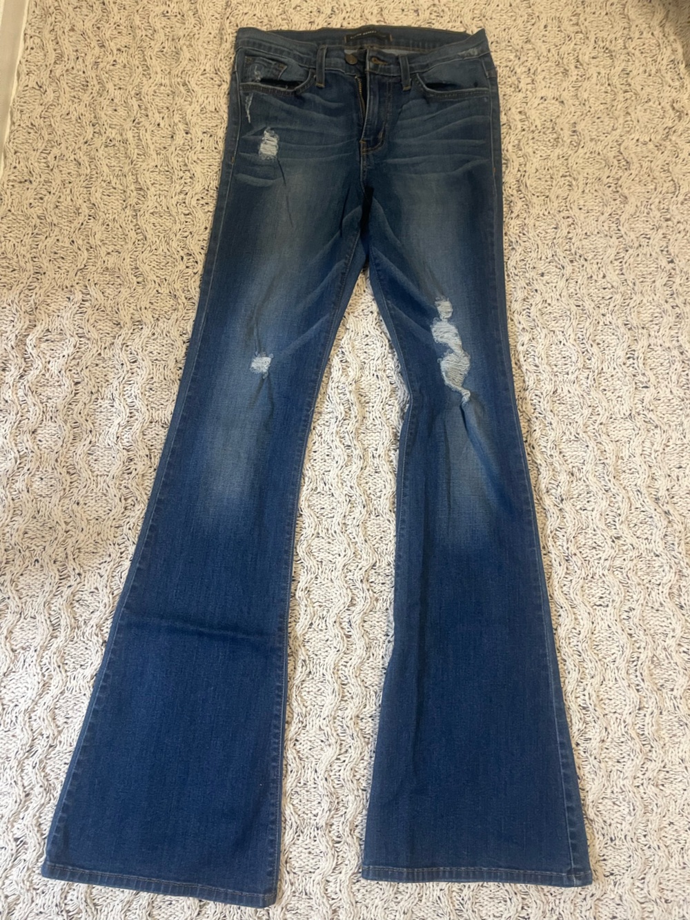 Flying Monkey Dark Blue Distressed Flare Jeans